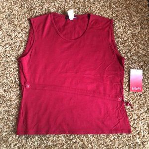 Red Sleeveless Toggle Blouse